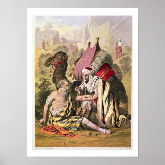 Póster El buen samaritano, de una biblia impresa por Edwa (Frente)