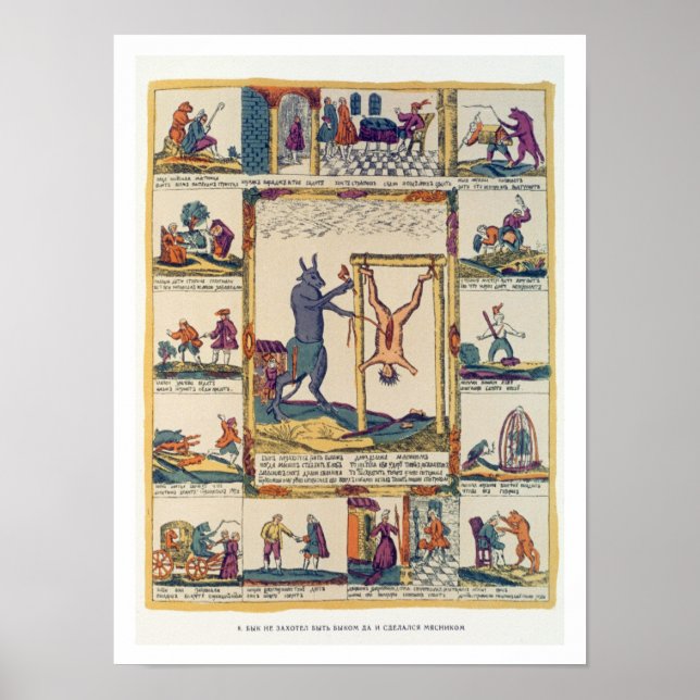 Póster El buey prefiere ser carnicero, ruso, a fines del  (Frente)