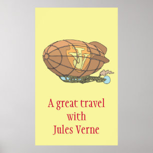 Póster El buque aéreo "steampunk" Jules Verne