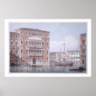 Póster El Ca' Foscari, Venecia, grabado por Brizeghel (li