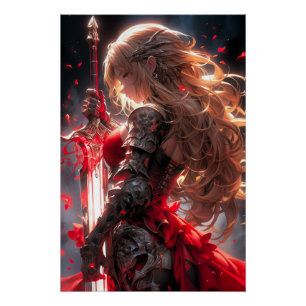 Póster El Caballero Carmesí Arte de Princesa Guerrera d