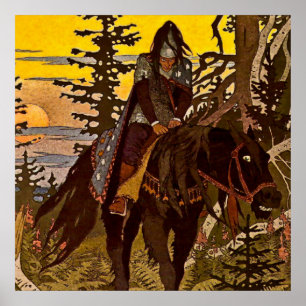 Póster "El caballero negro" por Ivan Bilibin