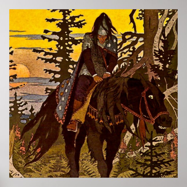 Póster "El caballero negro" por Ivan Bilibin (Frente)