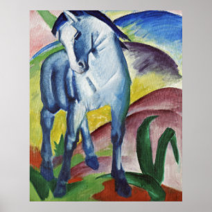 Póster El caballo azul I de Franz Marc (1911) famoso cuad
