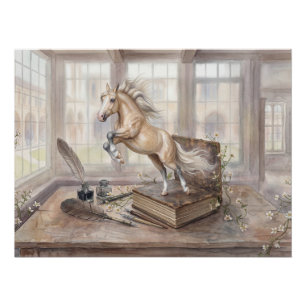 Póster El caballo erudito saltando de un libro