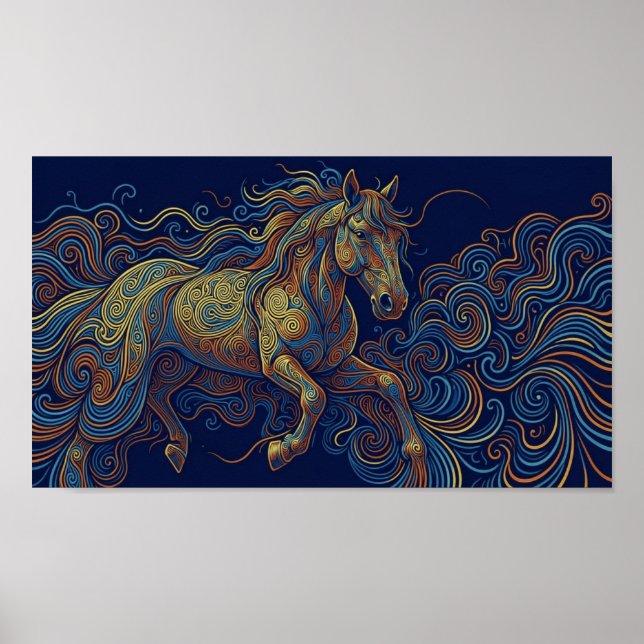 Póster El caballo fractal corriendo (Frente)