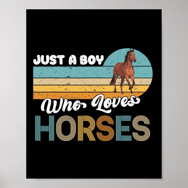 Póster El caballo retro montando sobre un niño que ama (Frente)