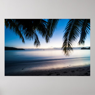 Póster El cabo marino tropical de la puesta del sol, Fiji