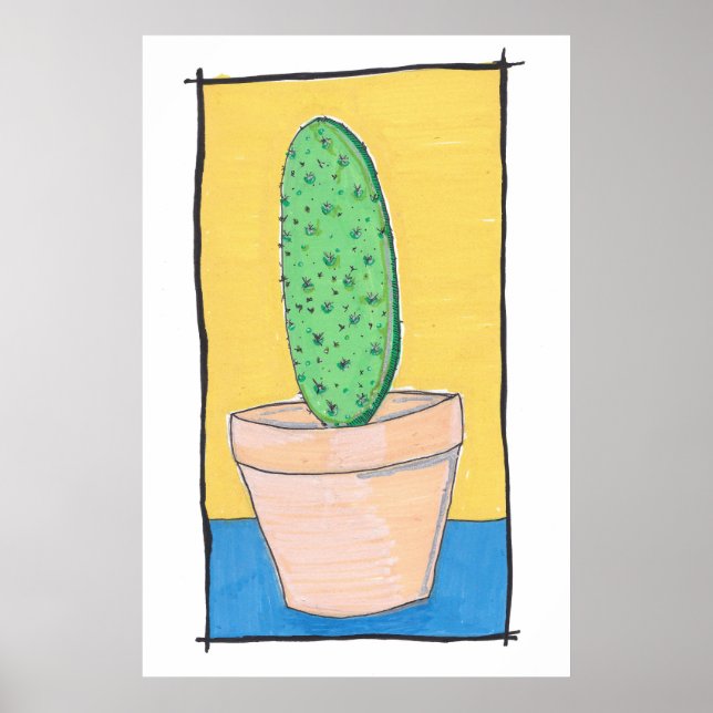 Póster El cactus - dibujo original, simple y peculiar (Frente)