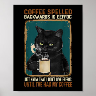 Póster El Café De Gato Negro Vintage Que Se Espolea Hacia