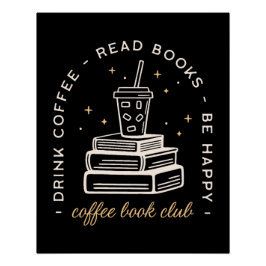 Póster El café de lectura de libros cita la estética de l