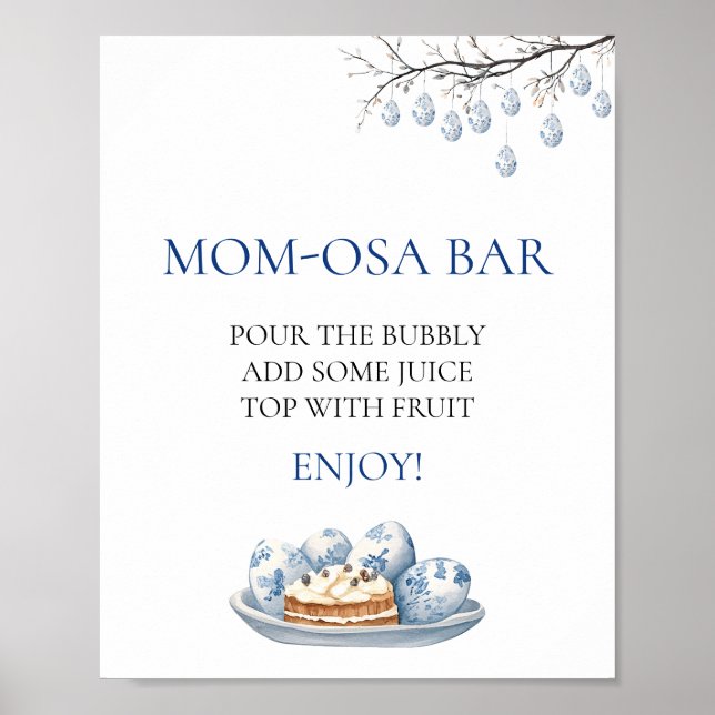 Póster El café de Pascua Chinoiserie Baby Shower Mom-osa  (Frente)