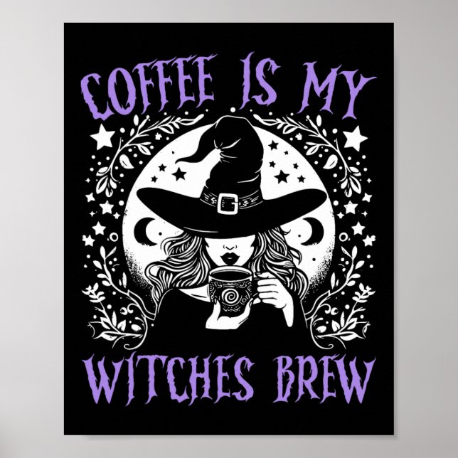 Póster El café es mi bruja engendran retro Halloween Witc (Frente)