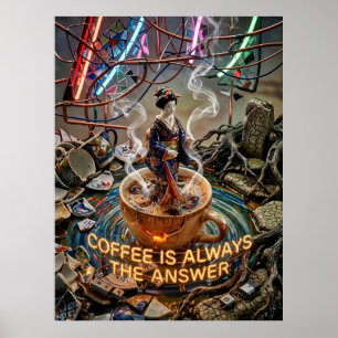 Póster el café es siempre la respuesta