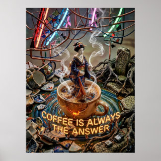 Póster el café es siempre la respuesta