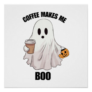 Póster El café fantasma Halloween es divertido