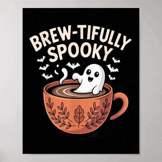 Póster El café Ghostly Fantasía Halloween (Frente)