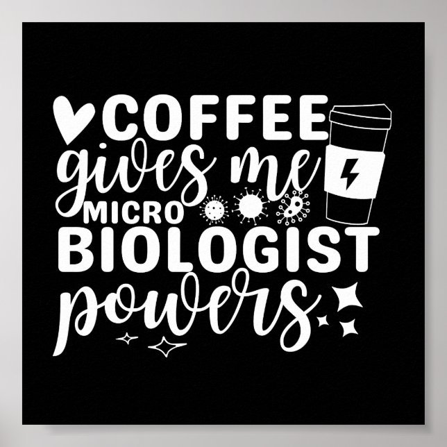 Póster El café microbiológico me da poderes microbiólogos (Frente)