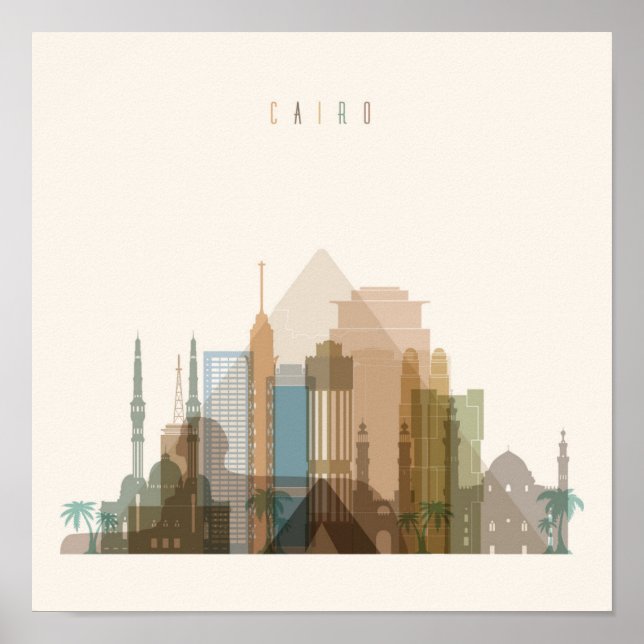 Póster El Cairo, Egipto | Línea de la ciudad (Frente)