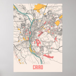 Póster El Cairo - Egipto Mapa de la ciudad de Chalk