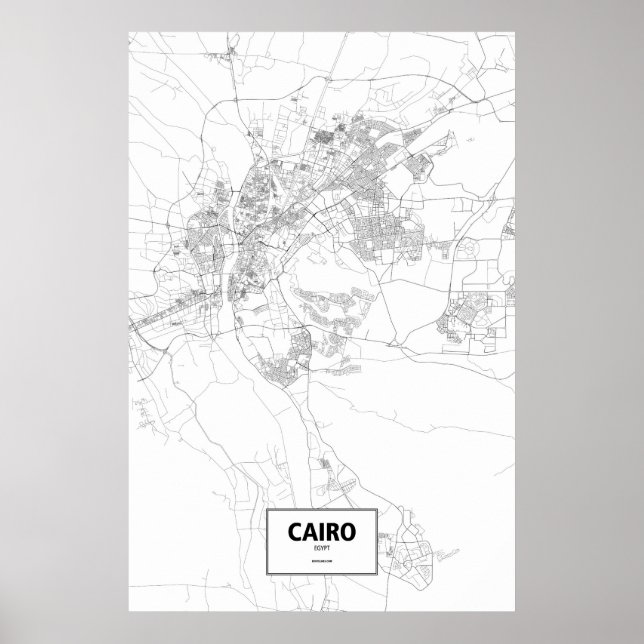 Póster El Cairo, Egipto (negro sobre blanco) (Frente)