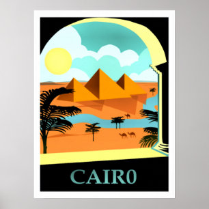 Póster El Cairo, Egipto, poster de viajes vintage