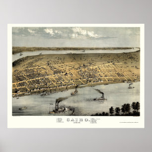 Póster El Cairo, mapa panorámico IL - 1867