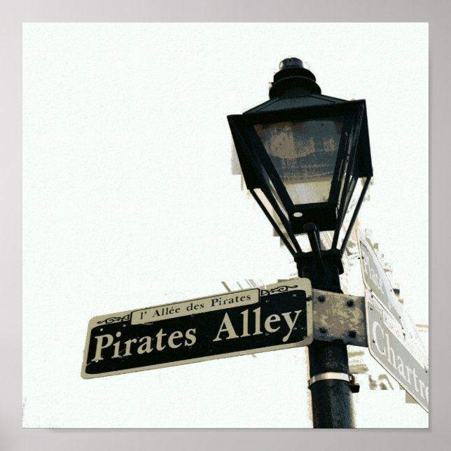 Póster El callejón del pirata en blanco y negro (Frente)