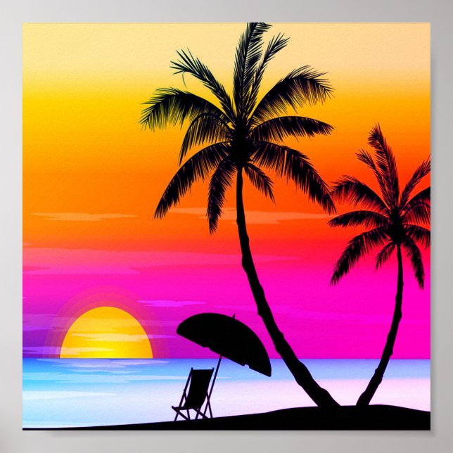 Póster El calor de la playa del Sunset Beach (Frente)