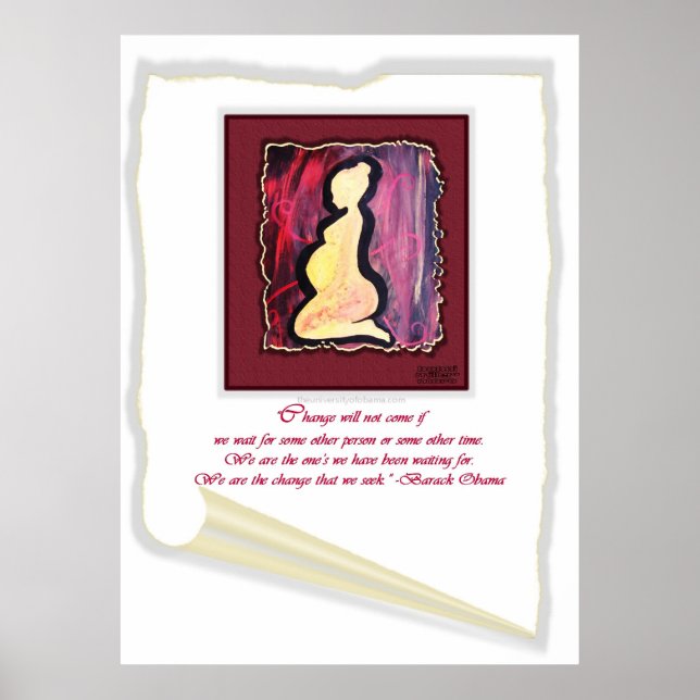 Póster "El cambio no vendrá...", cita de Barack Obama. (Frente)
