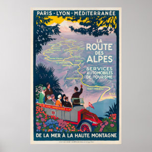 Póster El camino a los Alpes Servicios de turismo en coch