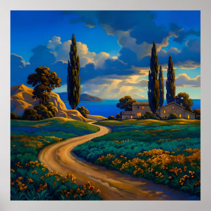Póster El camino dorado hacia las orillas del atardecer