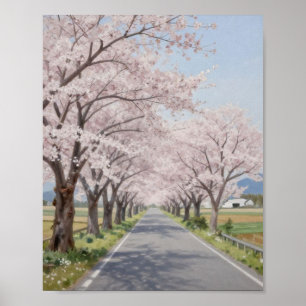Póster El camino infinito de las flores primaverales: un 