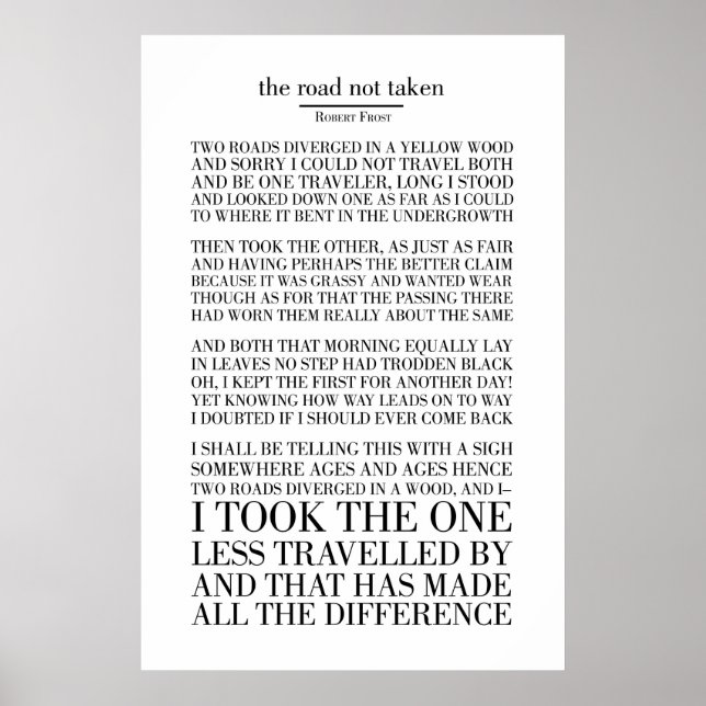 Póster El camino no tomado por Robert Frost (Frente)