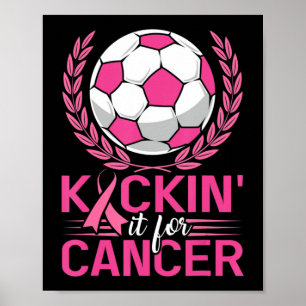 Póster El cáncer de pecho de cinta rosada para el fútbol