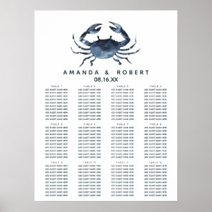 Póster El cangrejo azul   Cuadro de asientos de Bodas náu