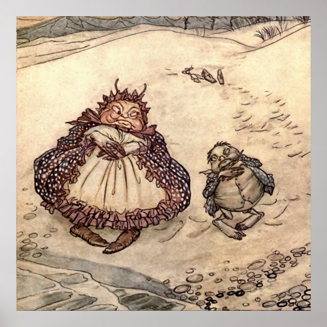 Póster "El cangrejo y su madre" por Arthur Rackham (Frente)