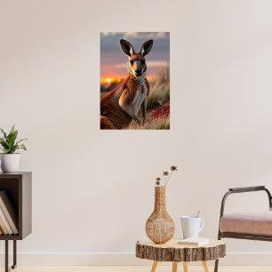 Póster El canguro elegante al atardecer