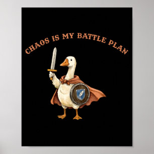 Póster El Caos Es Mi Plan De Batalla Gamer Confiado
