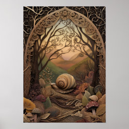 Póster El caracol | Sunny Autumn Forest Art