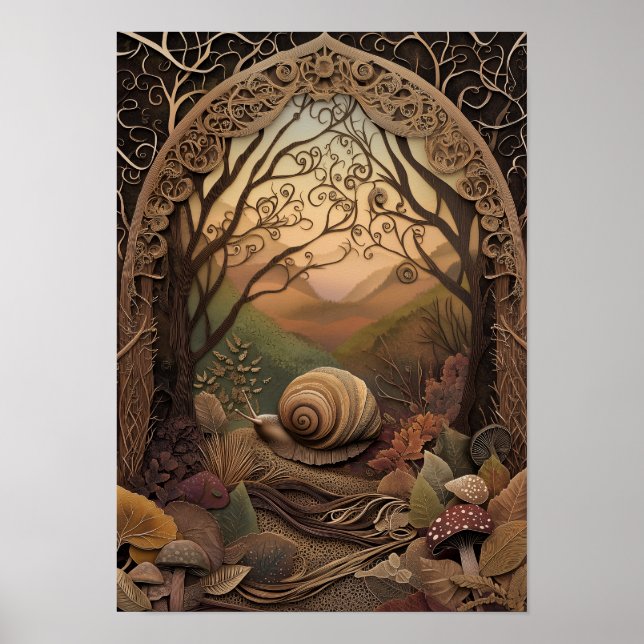 Póster El caracol | Sunny Autumn Forest Art (Frente)