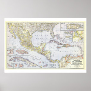 Póster "El Caribe: 1947 Y Los Países MAP ...