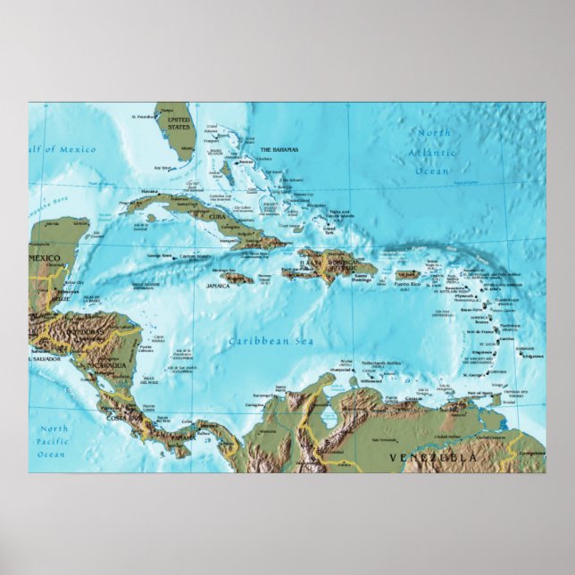 Póster El Caribe (mapa) (Frente)
