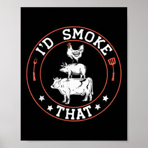 Póster El Carnicero Chef Bbq Fumador Id Fumar Ese Pozo De