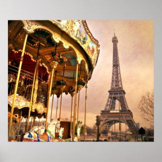 Póster El carrusel y la Torre Eiffel