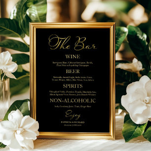 Póster El cartel de menú de bar de boda con caligrafía el