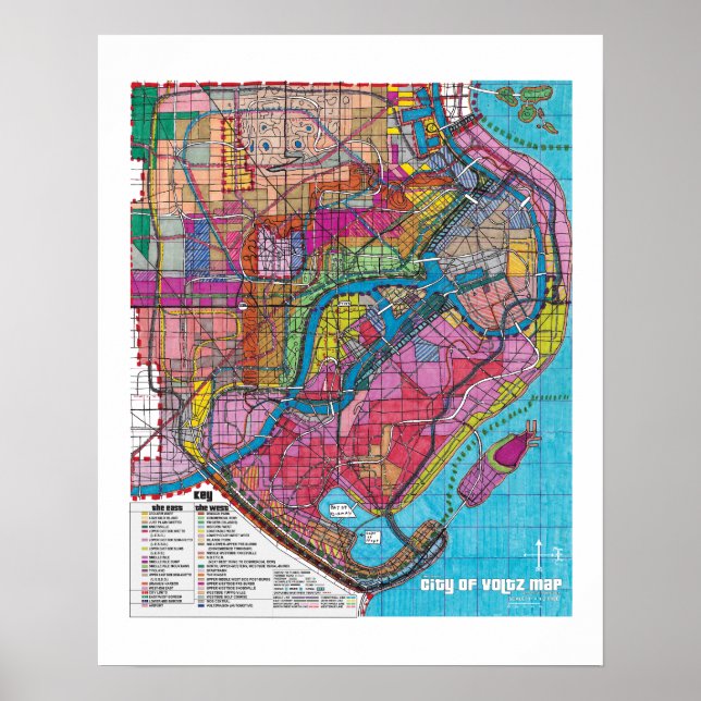 Póster El cartel del mapa oficial de la ciudad de Voltz ( (Frente)