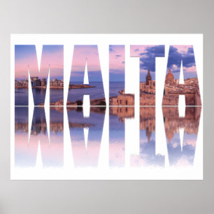 Póster El casco antiguo de La Valeta y el puerto de Malta