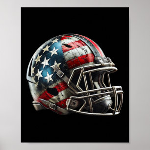 Póster El Casco Estadounidense de Fútbol Patriótico Diseñ