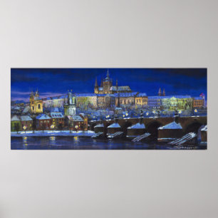 Póster El castillo de Praga del puente de Charles del
